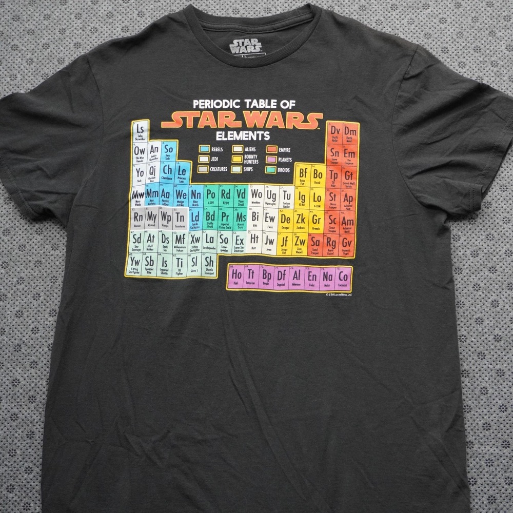 Star Wars Periodic Table of Elements T-Shirt Fifth Sun Mens Medium Black